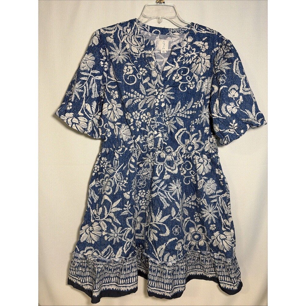 Joie Blue Floral Midi Dress Cottagecore Summer Wedding Vacation Size 14